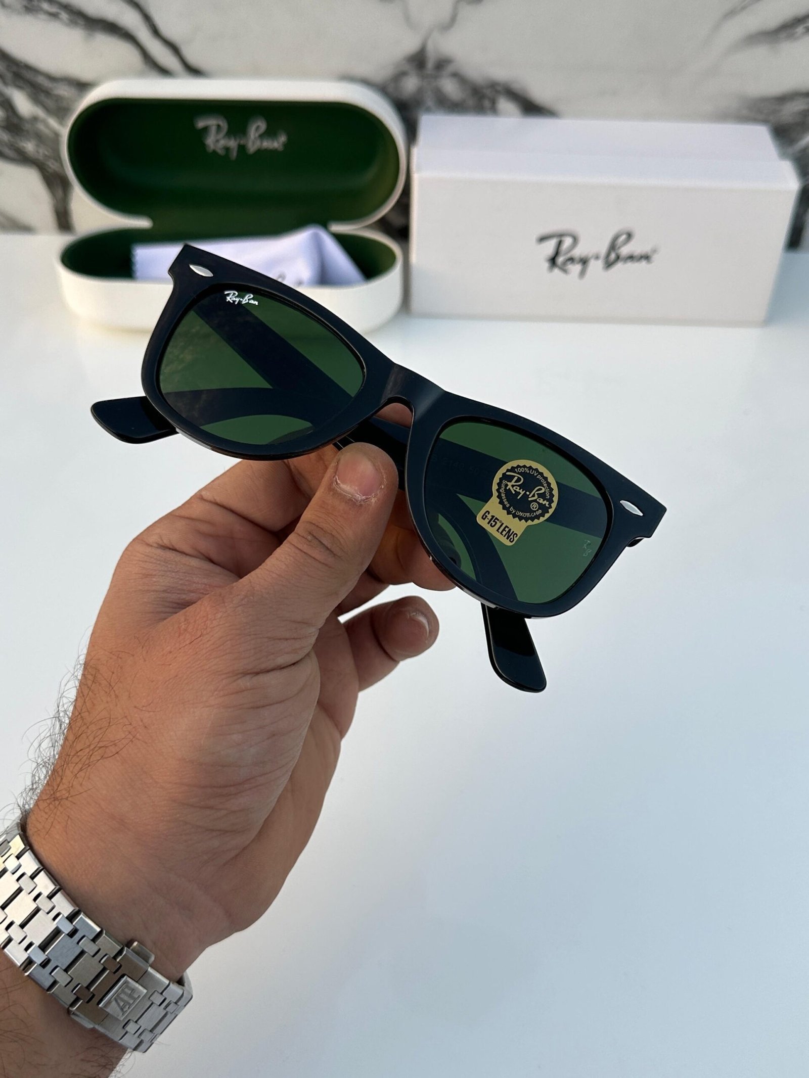 Rayban 2140 slant black & green premium sunglasses