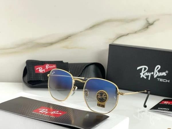 Rayban 3548 Hexagonal Gold Black Sunglasses
