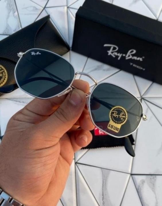 Rayban 3548 Hexagonal Silver Black Sunglasses