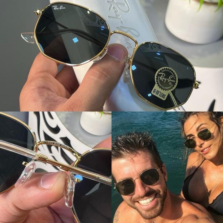 Rayban 3548 Hexagonal Gold Black Sunglasses