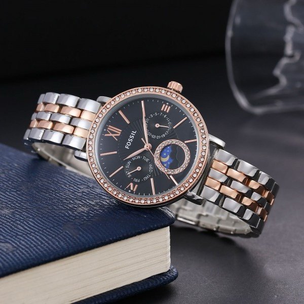Fossil Es3121 Jacqueline Sun Moon Two Tone Copper Black