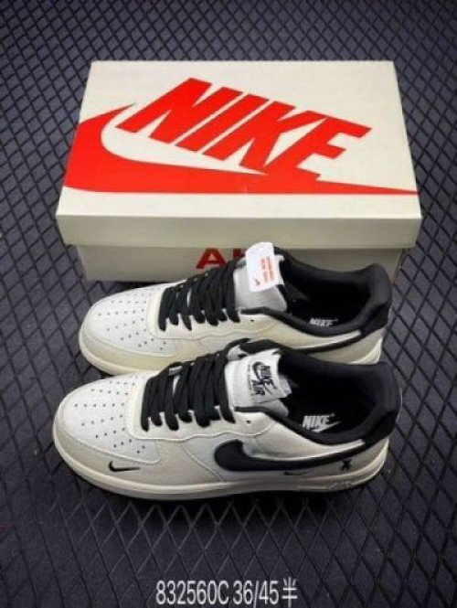 Nikee Airforce 1 07 Low Violent Bear Joint Linen Beige Black Sneakers