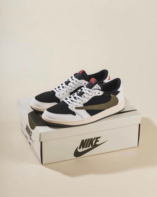 Nikee Air Jordan 1 Low X Travis Scott Olive Green Semi UA