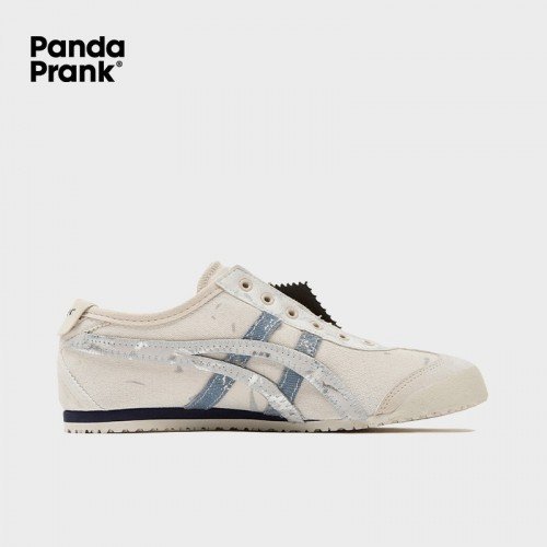 Onitsuka tiger panda prank white silver slip on