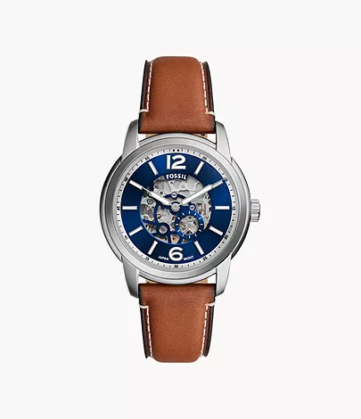 Fossil Heritage Automatic Brown Leather Watch (BLUE) 2025