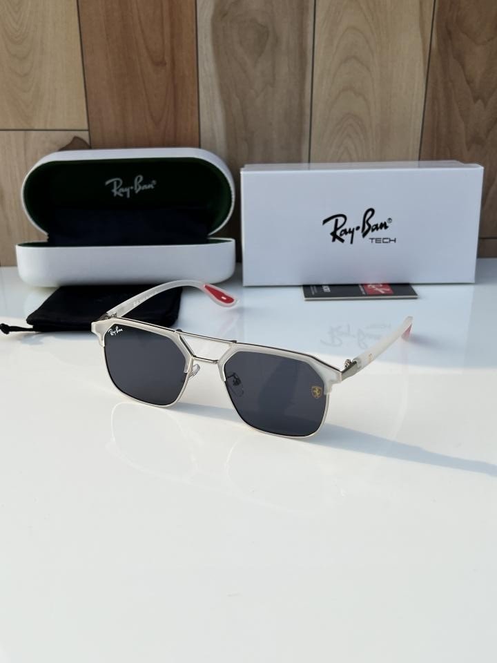 Rayban 04 White Black Red Tip