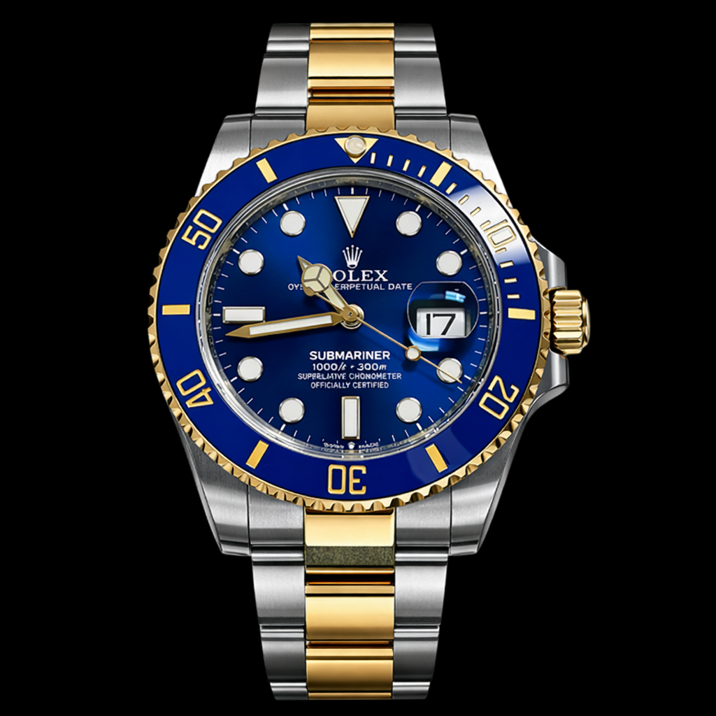Rolex Oyster Perpetual Submarine Gold Blue 2 Tone Premium Wrist Watch