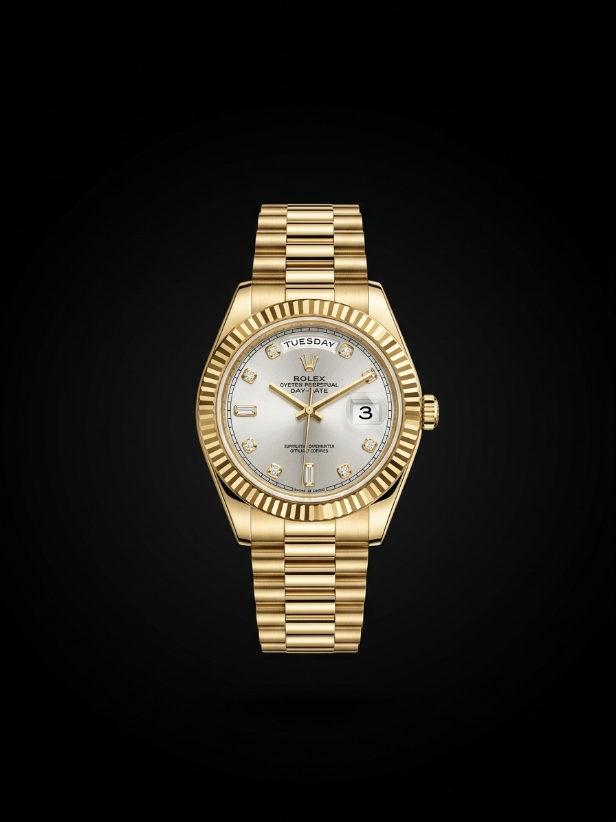 Rolex Oyster Perpetual Day Date Diamond Gold-White 40 Battery