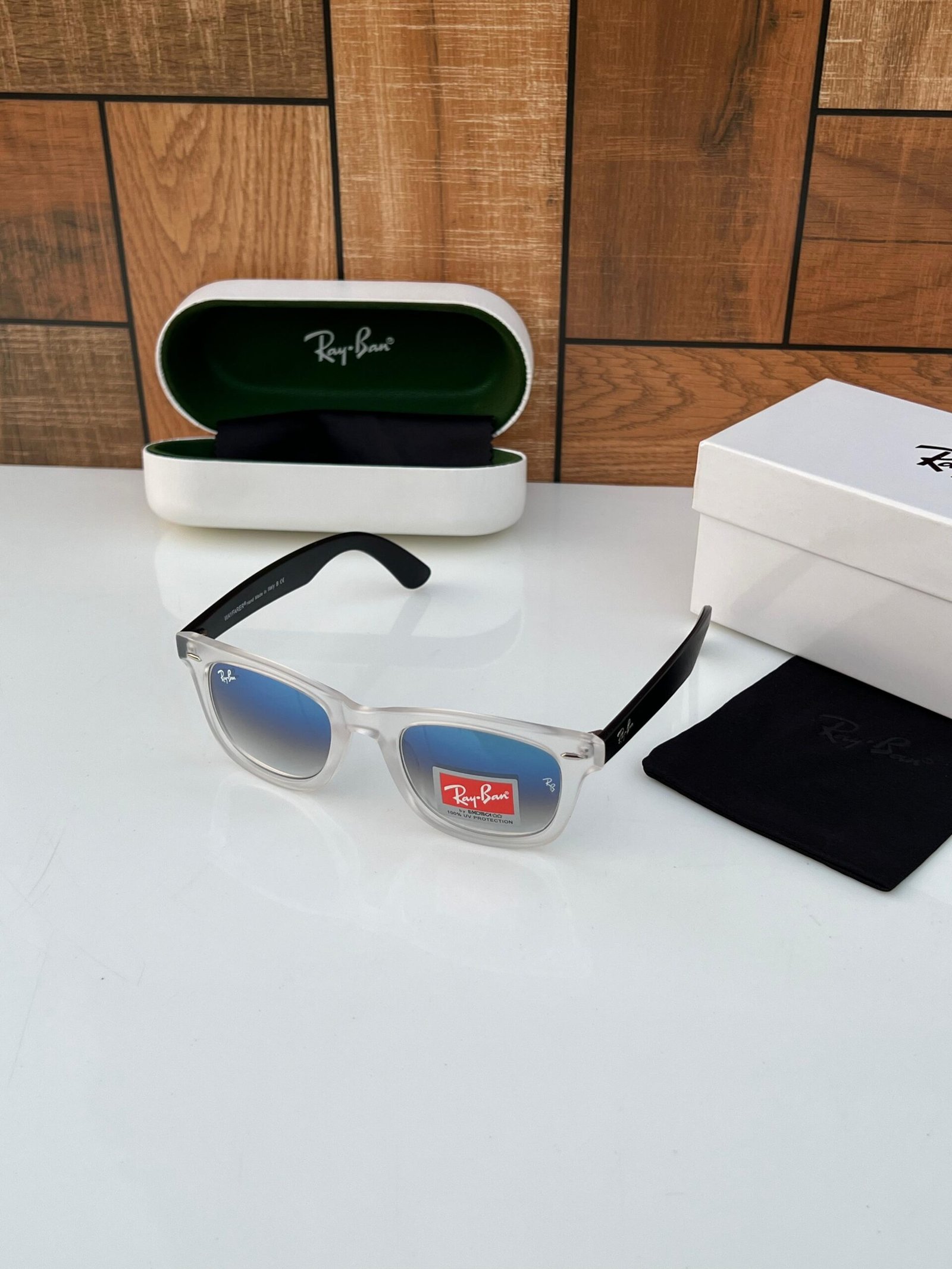 Rayban 2140 white blue shaded
