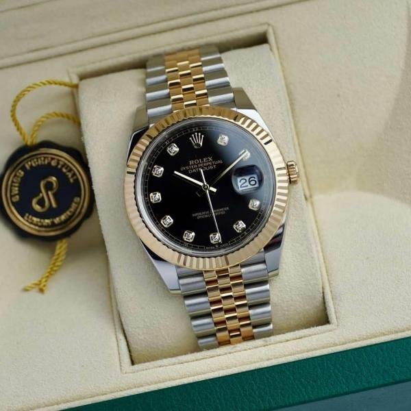 Rolex Oyster Perpetual Date Just Black 2 Tone Automatic High Quality