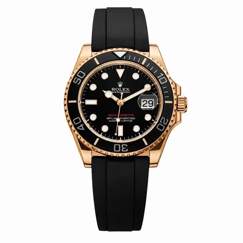 Rolex Yacht-Master Rose Gold Black Dial Oysterflex