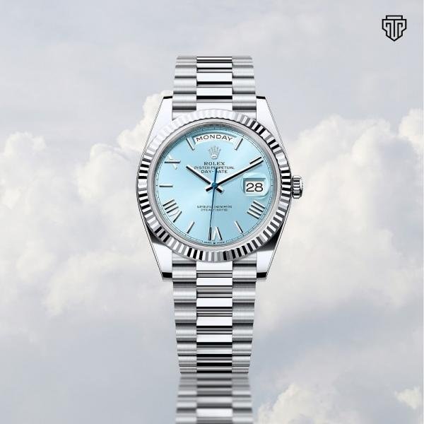 Rolex Oyster Perpetual Day Date Silver-SkyBlue