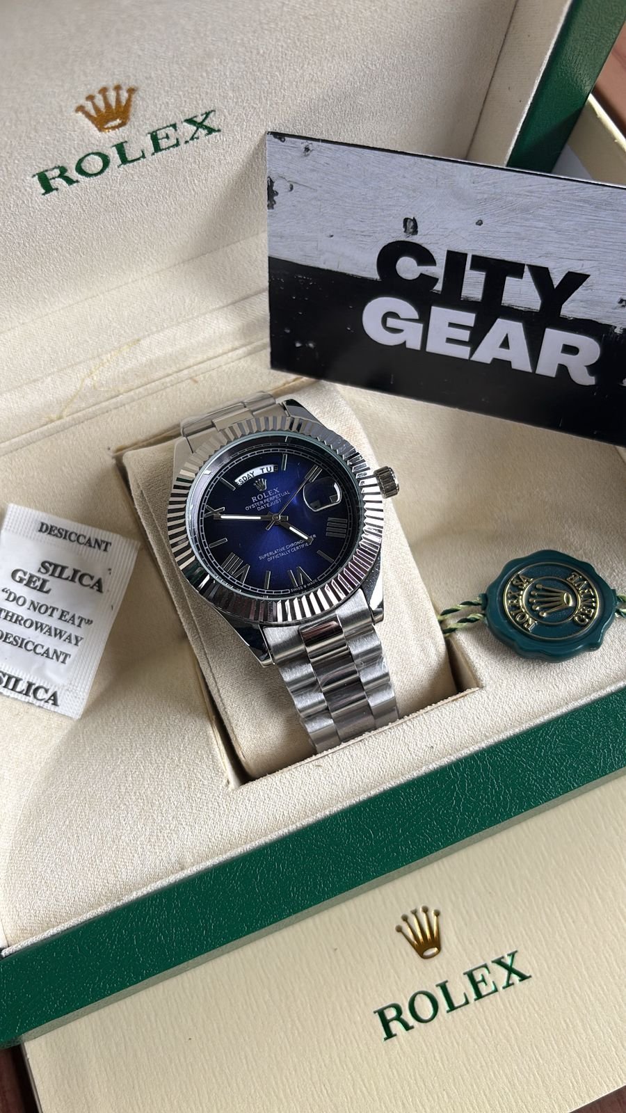 Rolex Oyster Perpetual Day Date Silver Blue