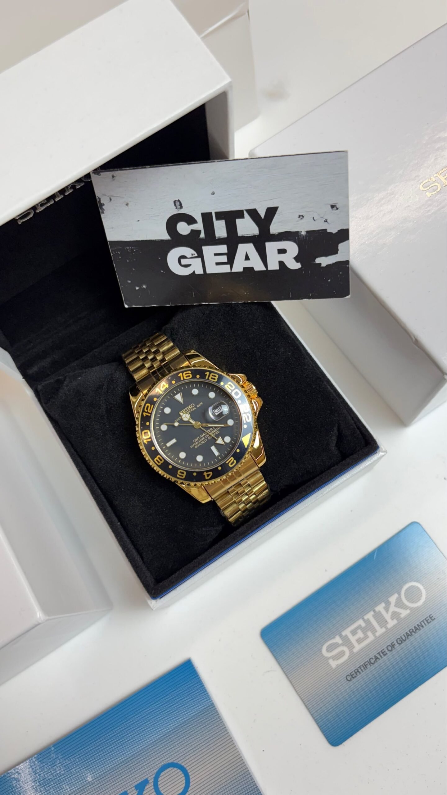 Seiko Oyster Perpetual Gmt Gold Black Watch