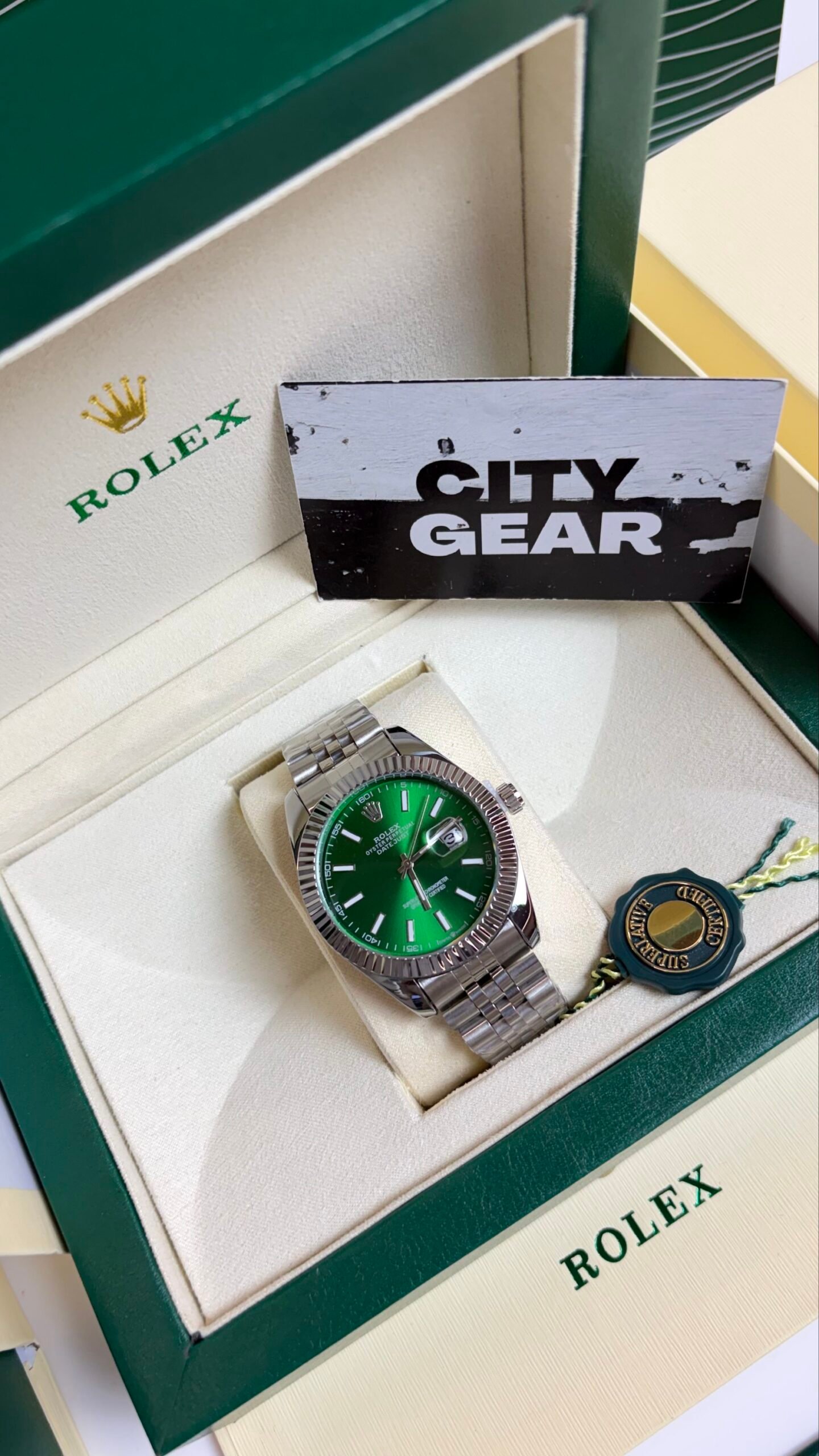 Rolex Oyster Perpetual Date Just Silver Green